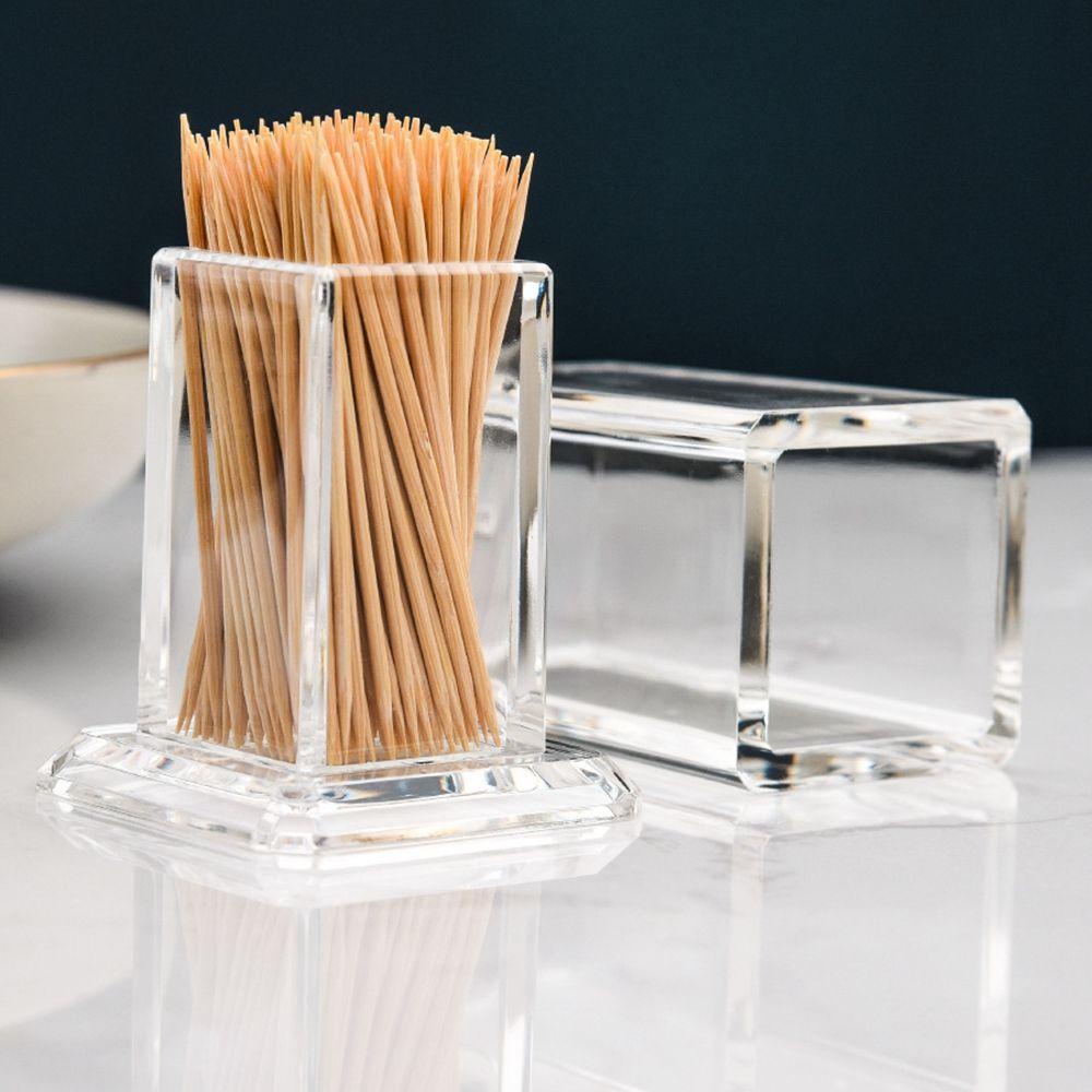 Hộp Đựng Tăm Xỉa Răng Hình Tròn / Vuông Bằng Acrylic Tiện Dụng Cho Gia Đình / Kh