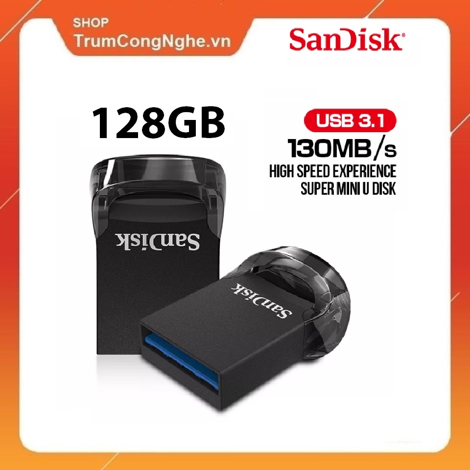Usb 3.1 Sandisk Ultra Fit Mini 128GB-16GB Tốc Độ cao ( Đen )