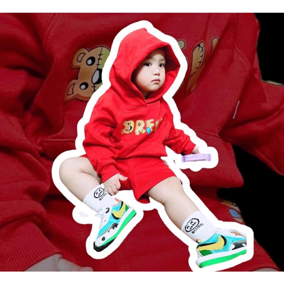Set bộ áo có mũ trẻ em màu đỏ new cho bé trai,gái (10-30kg), Samy_vn