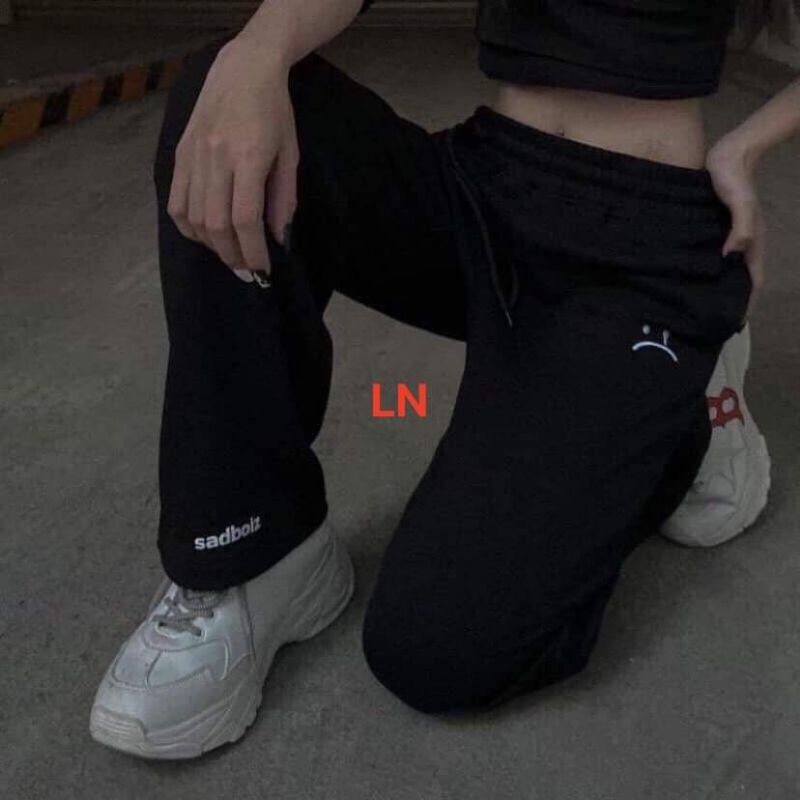 Quần ống rộng Sadboiz cạp chun phong cách HQ