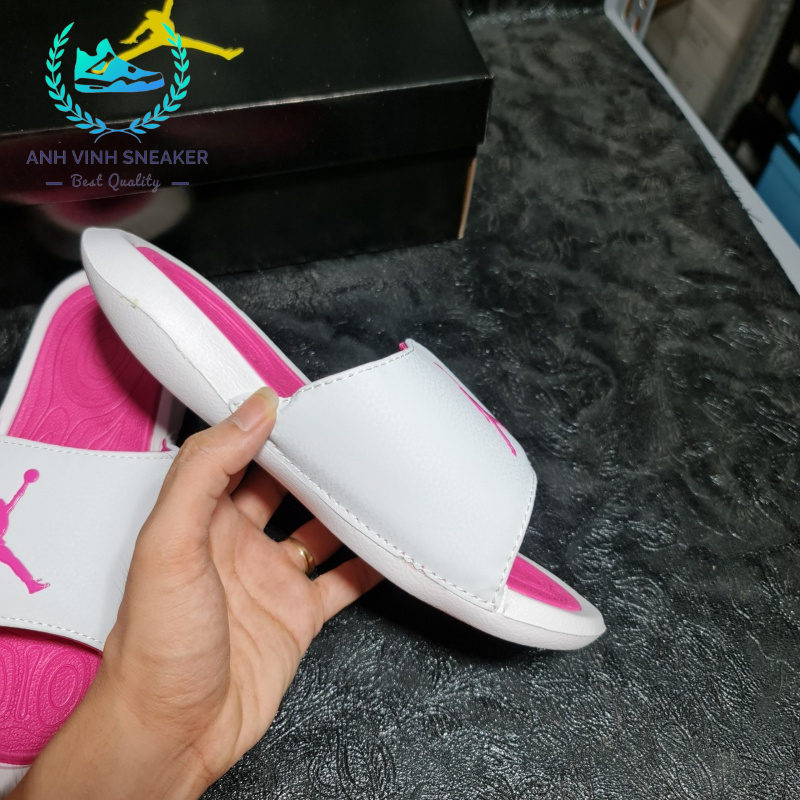 Dép Jordan Nữ Trắng Hồng Quai Dán