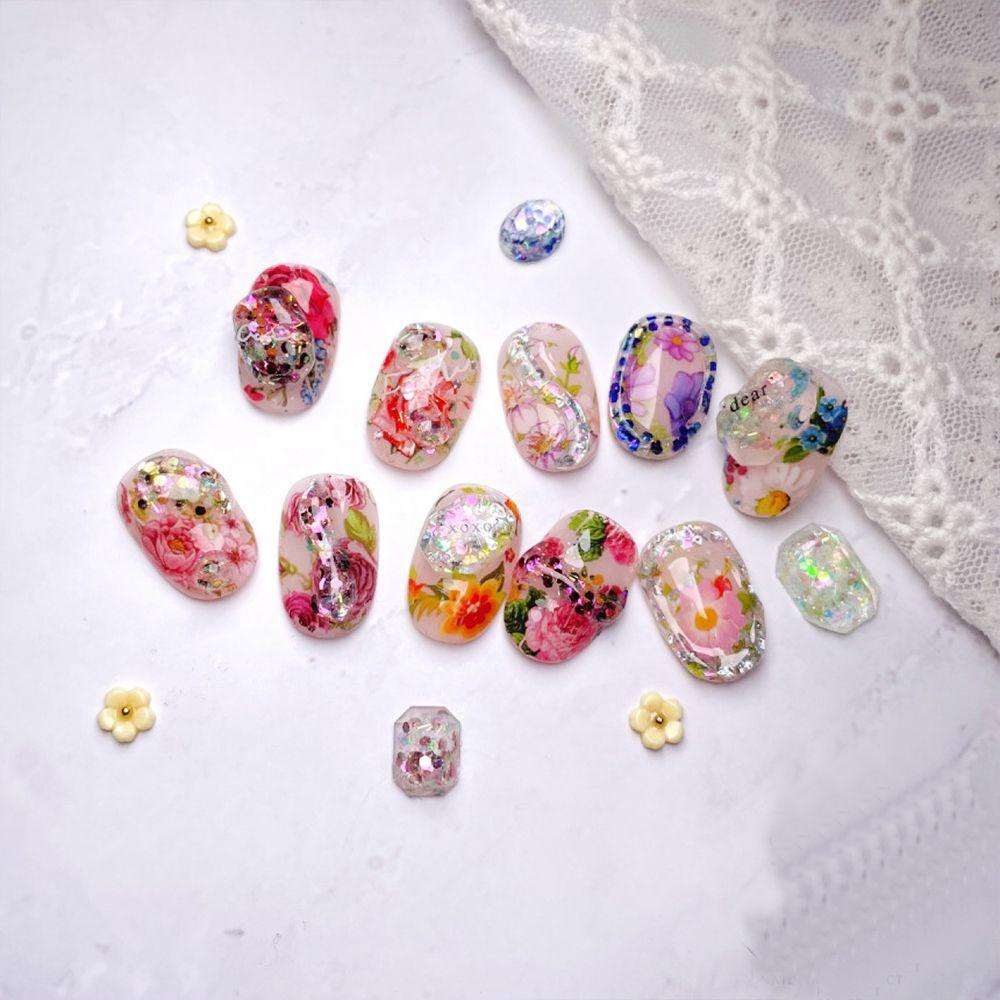 OCEANMAP Miếng Dán Trang Trí Móng Tay Nghệ Thuật Nhiều Màu Sắc Lãng Mạn