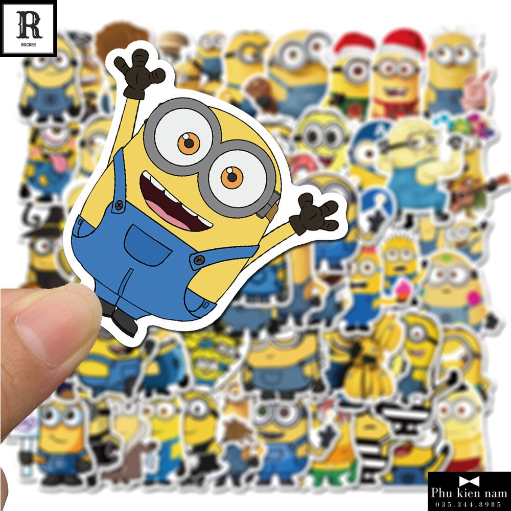 Sticker PVC Minion 50 Hình ST115 - Stickers Chống nước Dán Mũ bảo hiểm Vali Laptop Điện thoại Dán xe