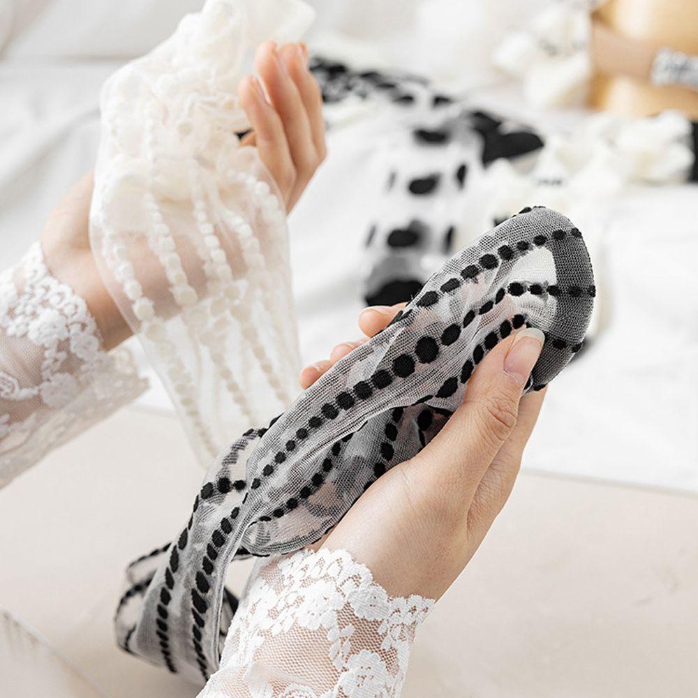 Vớ Cotton Họa Tiết Chấm Bi Trắng Đen Đơn Giản Phong Cách Nhật Bản|Vớ Lụa Họa Tiết Dễ Thương Cho Bé