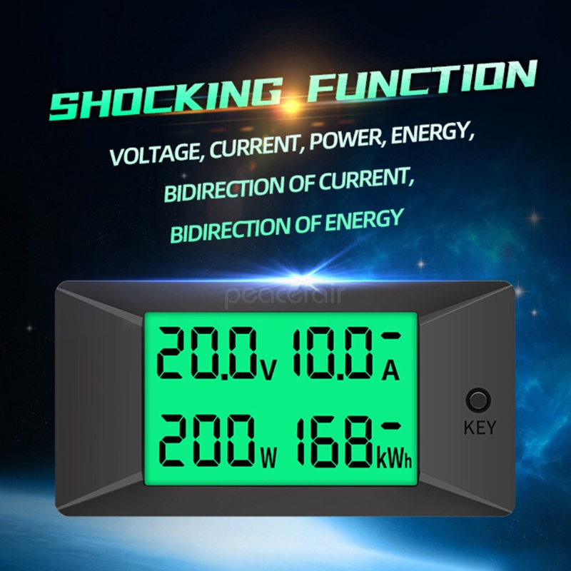 1 Đồng Hồ Đo Điện Áp Dòng Điện DC 0-300V 0-300A Màn Hình LCD
