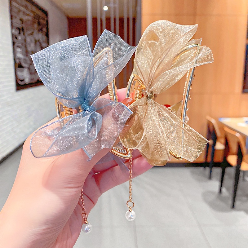 Kẹp tóc hình nơ/ hình học đính ngọc trai thời trang mùa hè tinh tế dành cho nữ