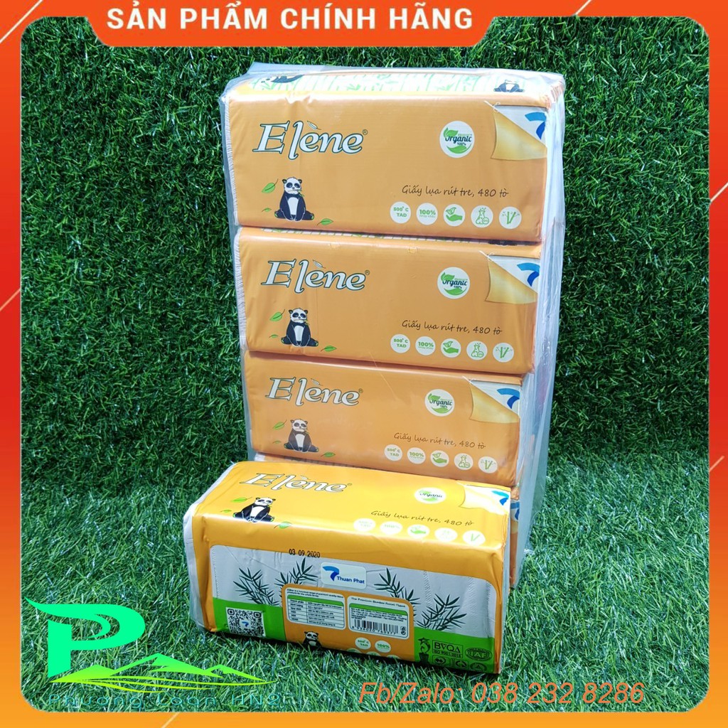 Giấy ăn gấu Trúc ELene - Combo 4 gói [Gói 160tờ x 3lớp]