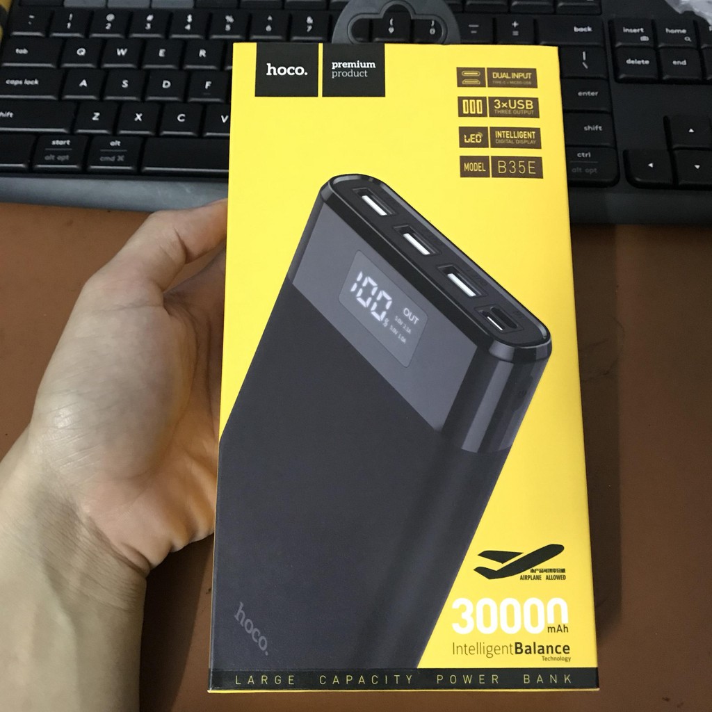 Pin sạc dự phòng 30000mAh 20000mah 10000mmah 3 cổng sạc hoco b35e i72 i73 - vienthonghn