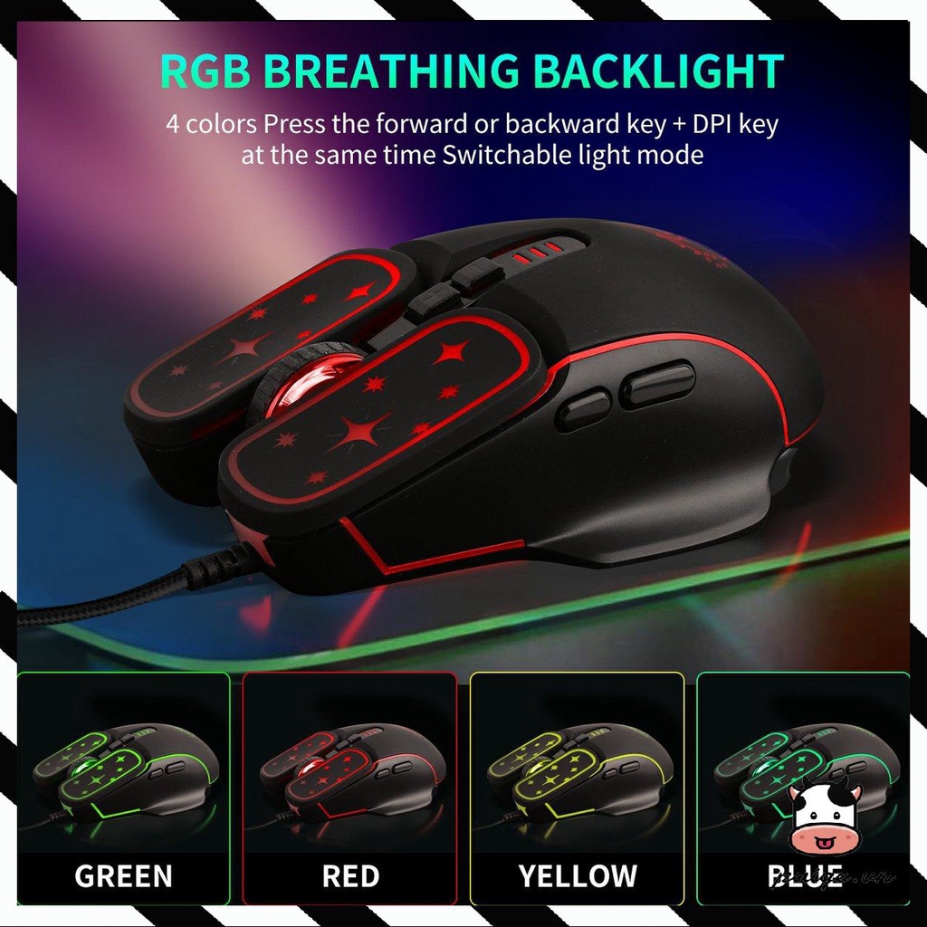 Gaming Mouse Beautiful 4 Level DPI Wired Mice 7200dpi RGB Backlight Game Mouse