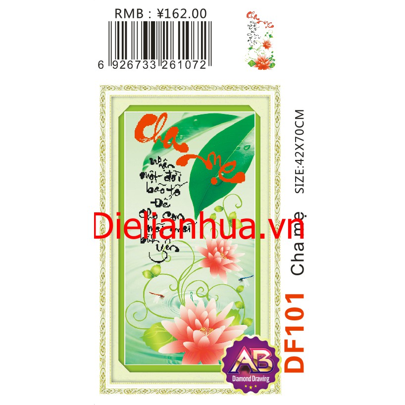 Tranh đính đá Cha Mẹ DF101 (42x70cm) chưa đính