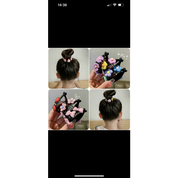 Kẹp Tóc Đính Bóng Tròn Cố Định Tóc Đuôi Ngựa Lưng Cao Dành Cho Bé Gái