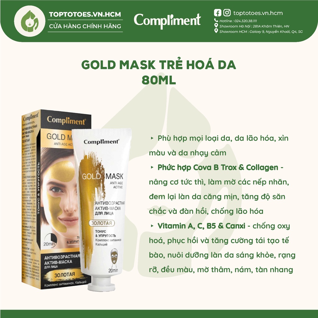 Mặt nạ đất sét Compliment detox da, làm sáng, kiềm dầu, se khít lỗ chân lông 80ml