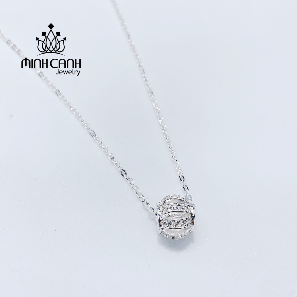 Dây Chuyền Bạc Quả Cầu Khía Đính Đá - Minh Canh Jewelry