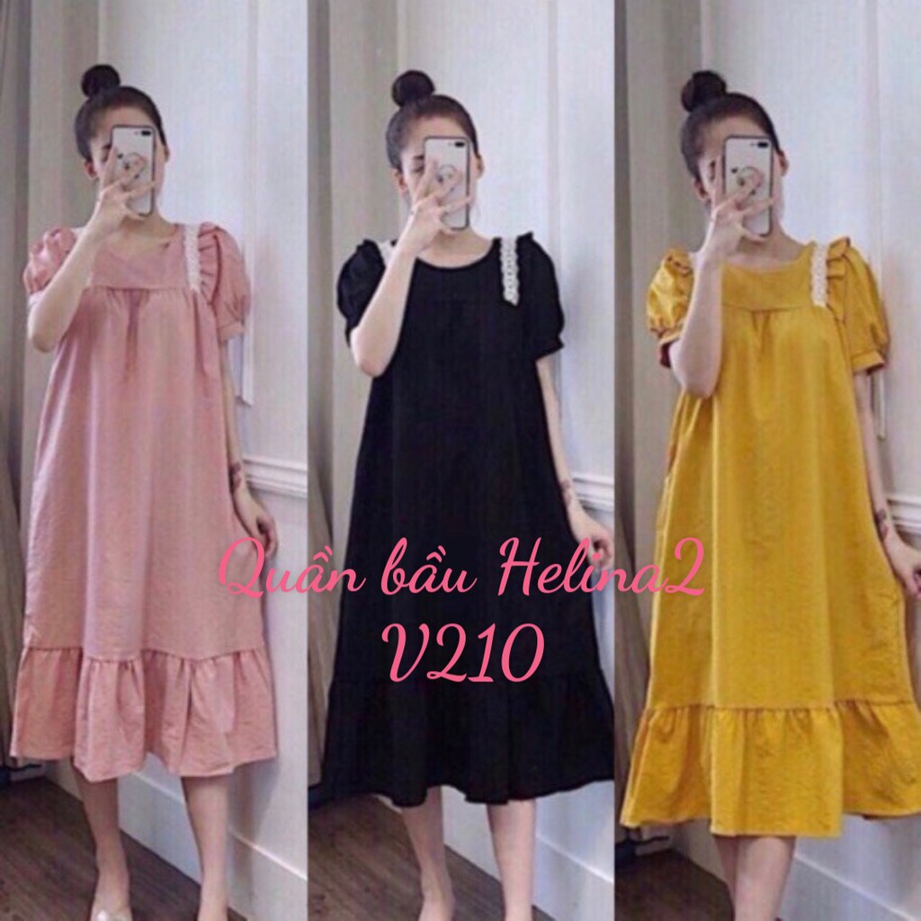 Váy bầu DÁNG SUÔNG CHẤT ĐŨI thiết kế tôn dáng, thanh lịch, mềm mại,mát, thấm hút mồ hôi V210