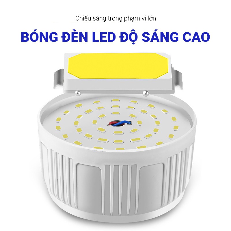 Bóng đèn LED sạc pin công suất 100W độ sáng cao có thể sạc pin bằng năng lượng mặt trời có remote