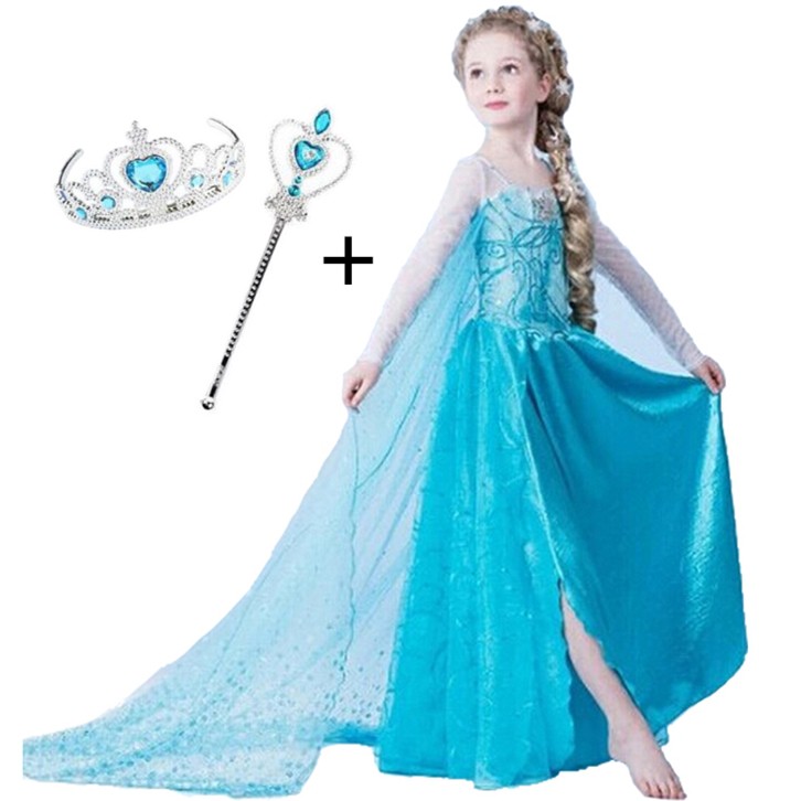 WFRV Kids Girls Dress Frozen Elsa Anna Cosplay Party Princess Halloween Fancy Dress
