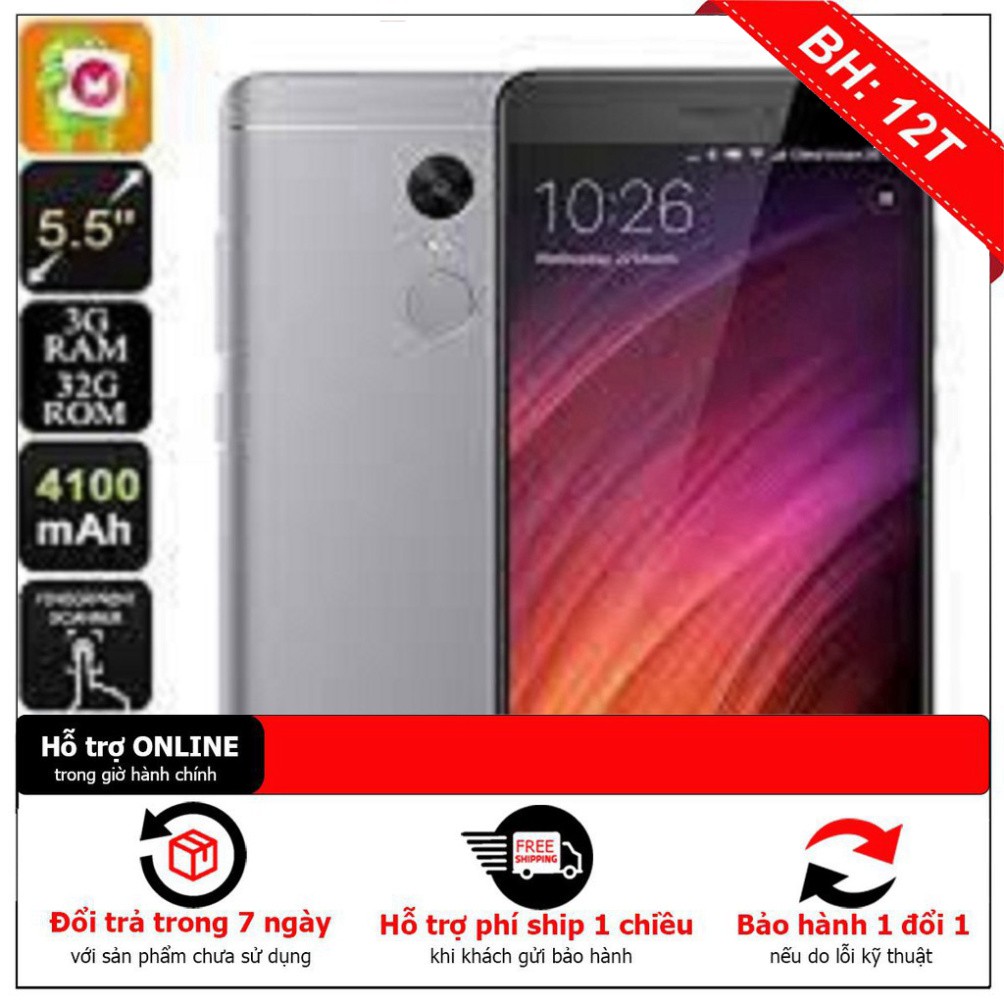 HOT SALE điện thoại Xiaomi Redmi Note 4X 2sim ram 3G/32G mới Chính hãng, Có Tiếng Việt HOT SALE