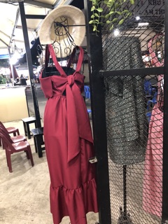 Đầm maxi bèo nơ lưng sale 150k
