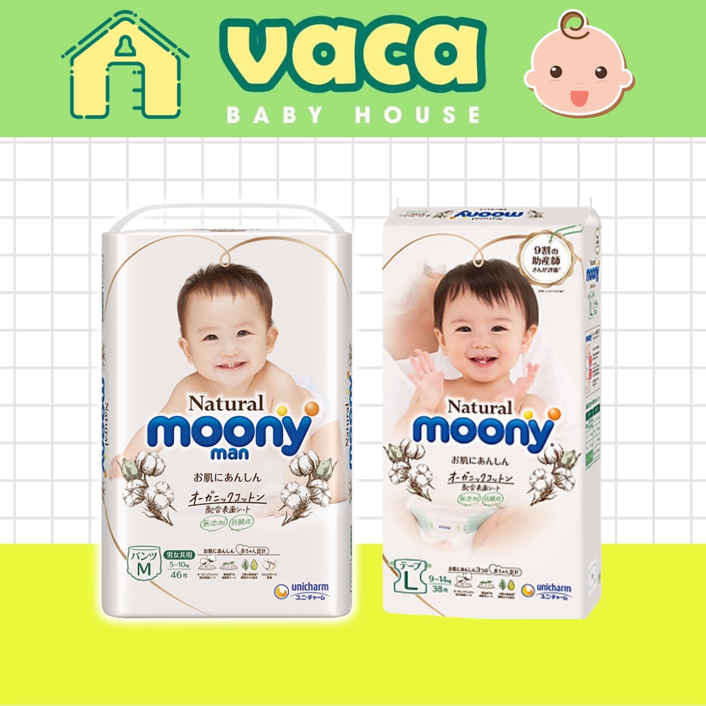 (HCM) Tã Bỉm Moony Natural nội địa Nhật Dán/Quần NB63/S58/M46/L38/L36/XL32