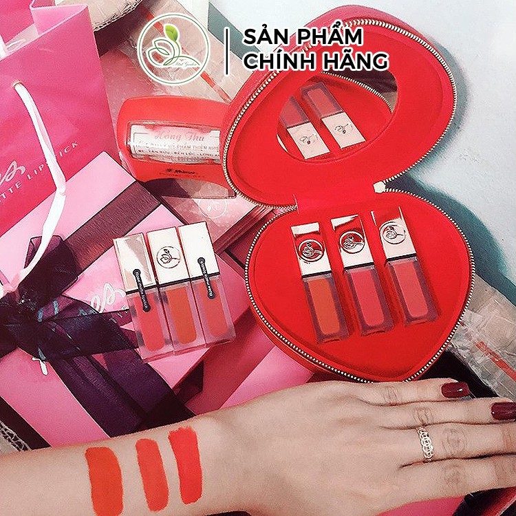 Combo Quà Tặng 3 Son Mini Garden Roses Matte Lipstick - HeartBox - 3 Son Độc Đáo ; Bền Màu ; Lâu Trôi