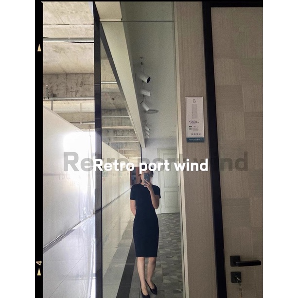 Đầm body thun len dệt kim màu trơn có tay