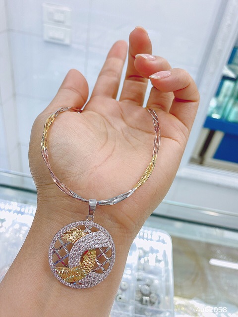 Dây chuyền mặt chữ H bạc thật mạ vàng