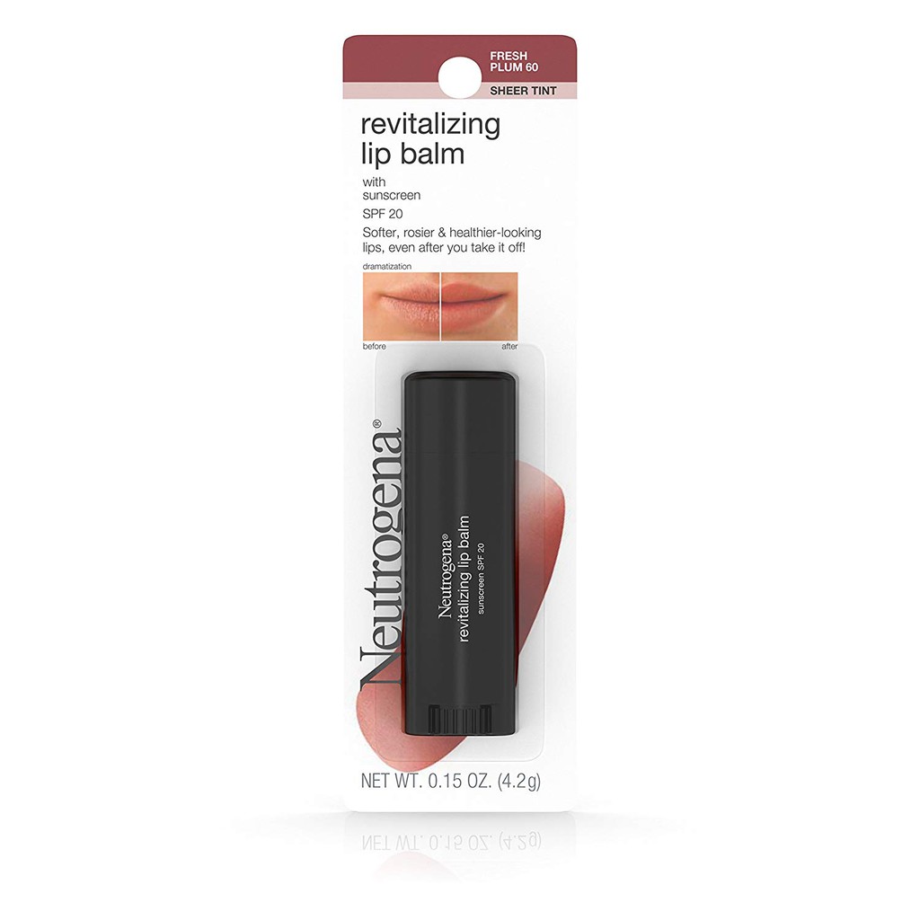 Son dưỡng môi hồng Neutrogena Revitalizing Lip Balm SPF 20 Fresh Plum 60 0.15 Oz (Mỹ)