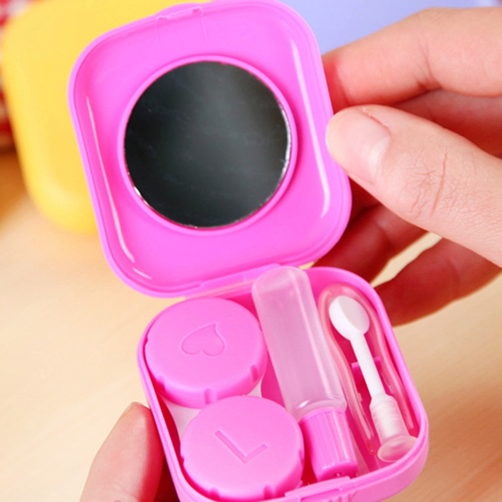 Hộp Đựng Kính Áp Tròng Mini Có Gương Soi Tiện Lợi