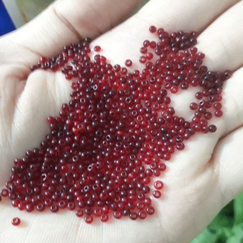 10gam cườm tấm, cườm nhí đỏ đậm 2mm