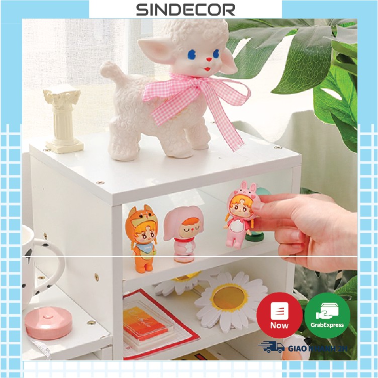 KỆ SÁCH ĐỂ BÀN - COMBO KỆ MÁY TÍNH KÈM KỆ SÁCH GỖ 3 NGĂN SIEU TIẾT KIỆM- SN04 - SINDECOR