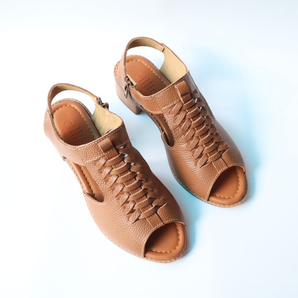 Giày sandal rọ da thật cao 3cm 1115