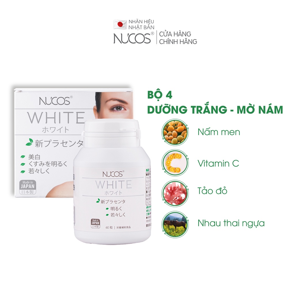 Viên uống trắng da mờ thâm nám Nucos White 60 viên