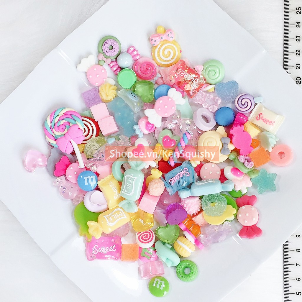 Bộ 100 Charm Hỗn Hợp Nhiều Phong Cách Trang Trí Slime / Ốp Điện Thoại / Kẹp Tóc