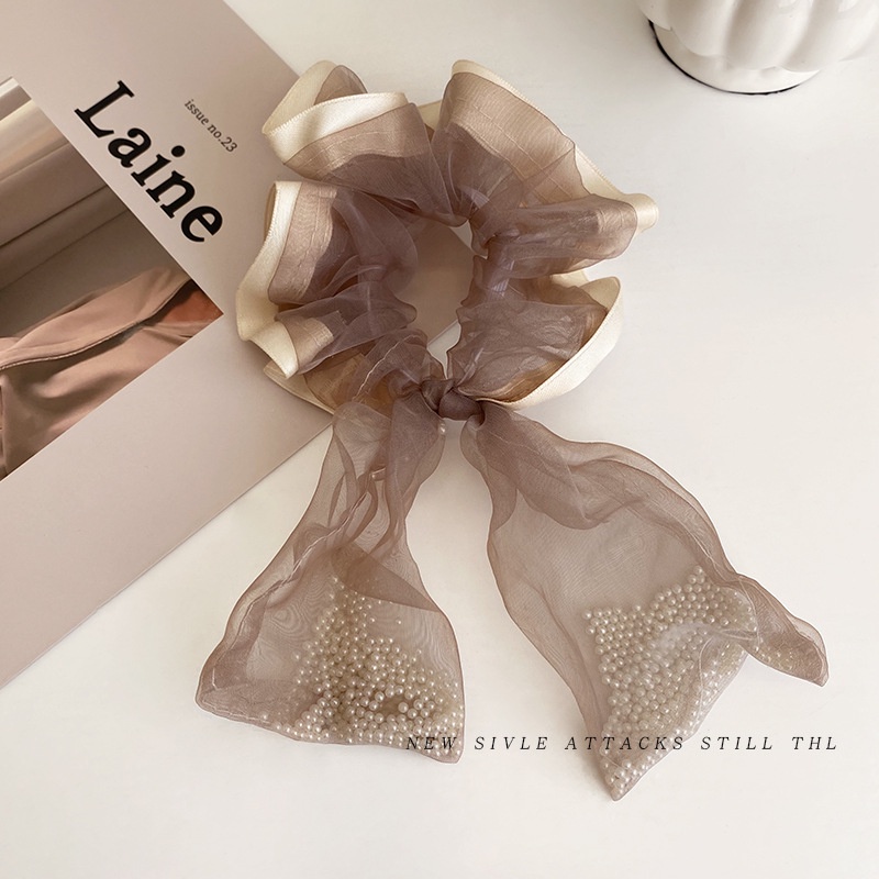 Dây Cột Tóc Lưới Đính Ngọc Trai Nhân Tạo Thời Trang Hàn Quốc