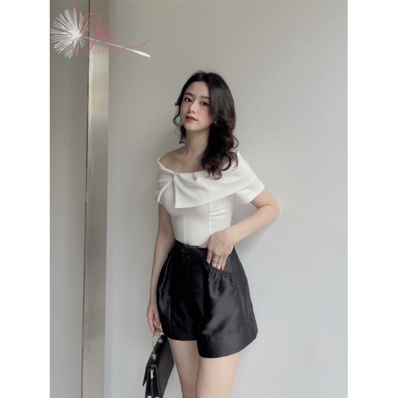 Áo trắng trễ vai thiết kế mặc được 2 mặt với chất liệu umi cao cấp co giãn 4 chiều|BRIGHT SHOP
