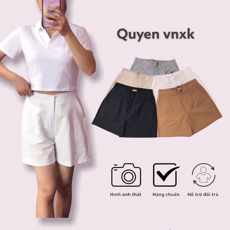 Quần Short đũi khoá trước lưng chun, quần sooc nữ phù hợp mặc nhà đi chơi