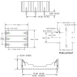 Đế pin 18650 hàn PCB 1/2/3/4 cell