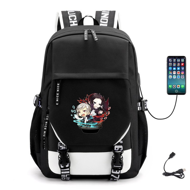 Balo Khóa Trắng Vát in hình ANYA ver ĂN UỐNG Spy x Family anime chibi đi học tiện lợi