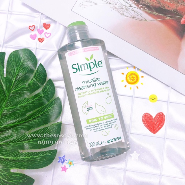 [ Mẫu 2020] Nước Tẩy Trang Simple Dịu Nhẹ Micellar Cleasing Water 200ml