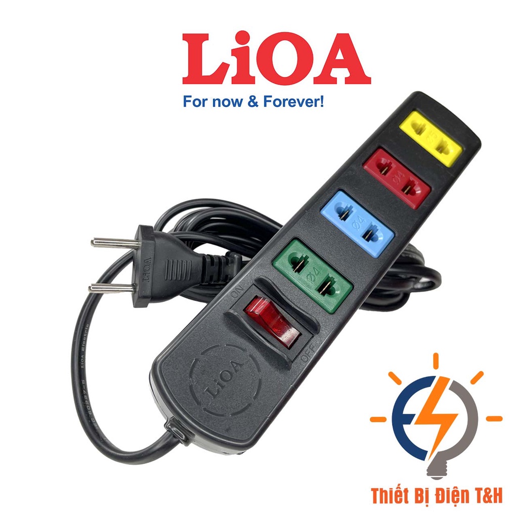 Ổ cắm điện LIOA, 1000W, 4 ổ cắm, 1 công tắc, dây dài 3M, 5M, 4TS32 - 4TS52 - Thiết Bị Điện T&H