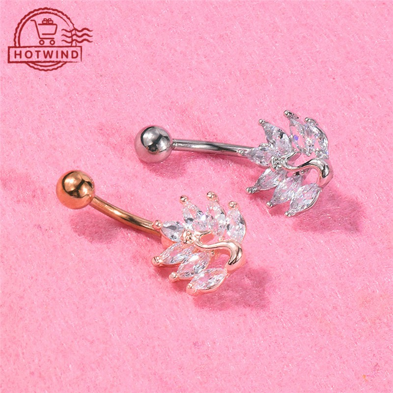 Khuyên rốn mặt hình chim công đính đá lấp lánh trang sức múa Belly Dance