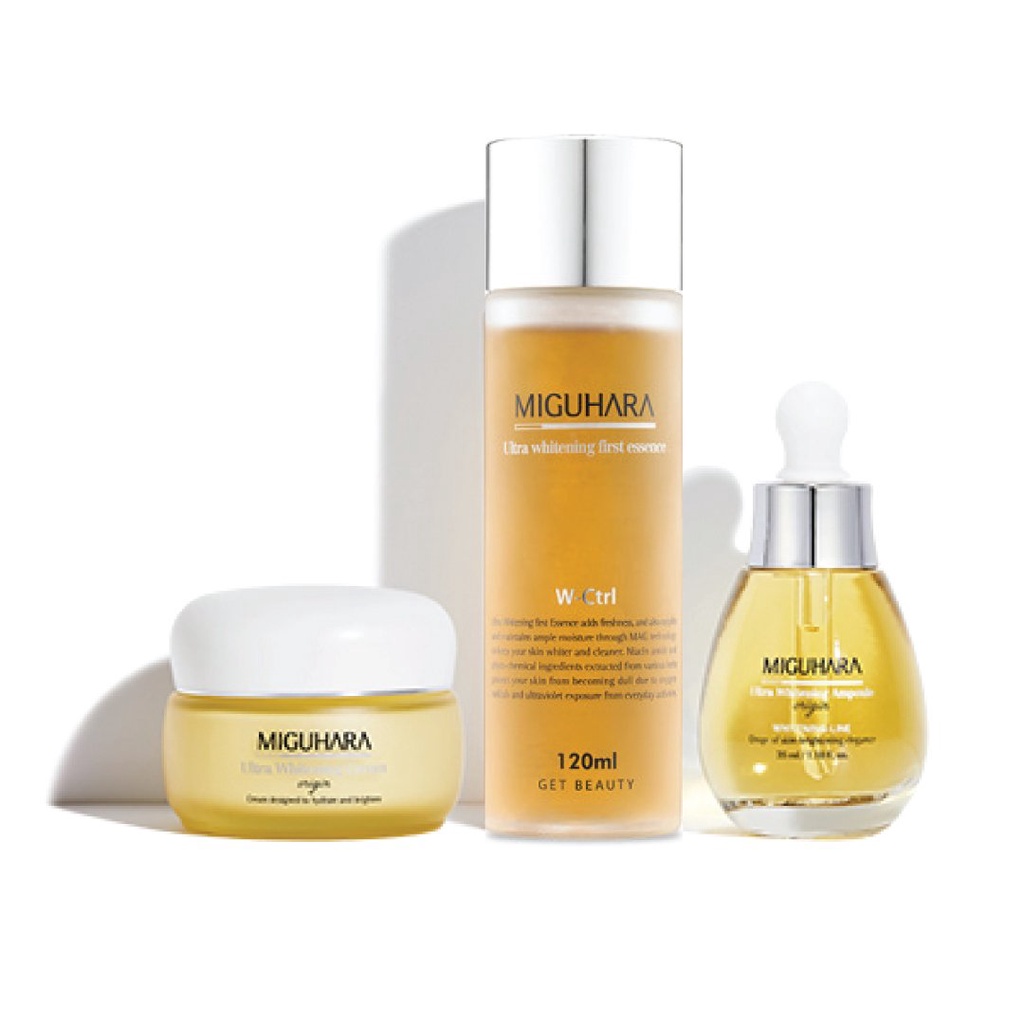 Nước hoa hồng tinh chất siêu dưỡng trắng mịn làn da khô ráp, xỉn màu Miguhara Ultra Whitening First Essence Origin 120ml
