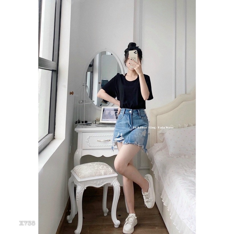 QUẦN VÁY JEANS RÁCH LƯNG CAO