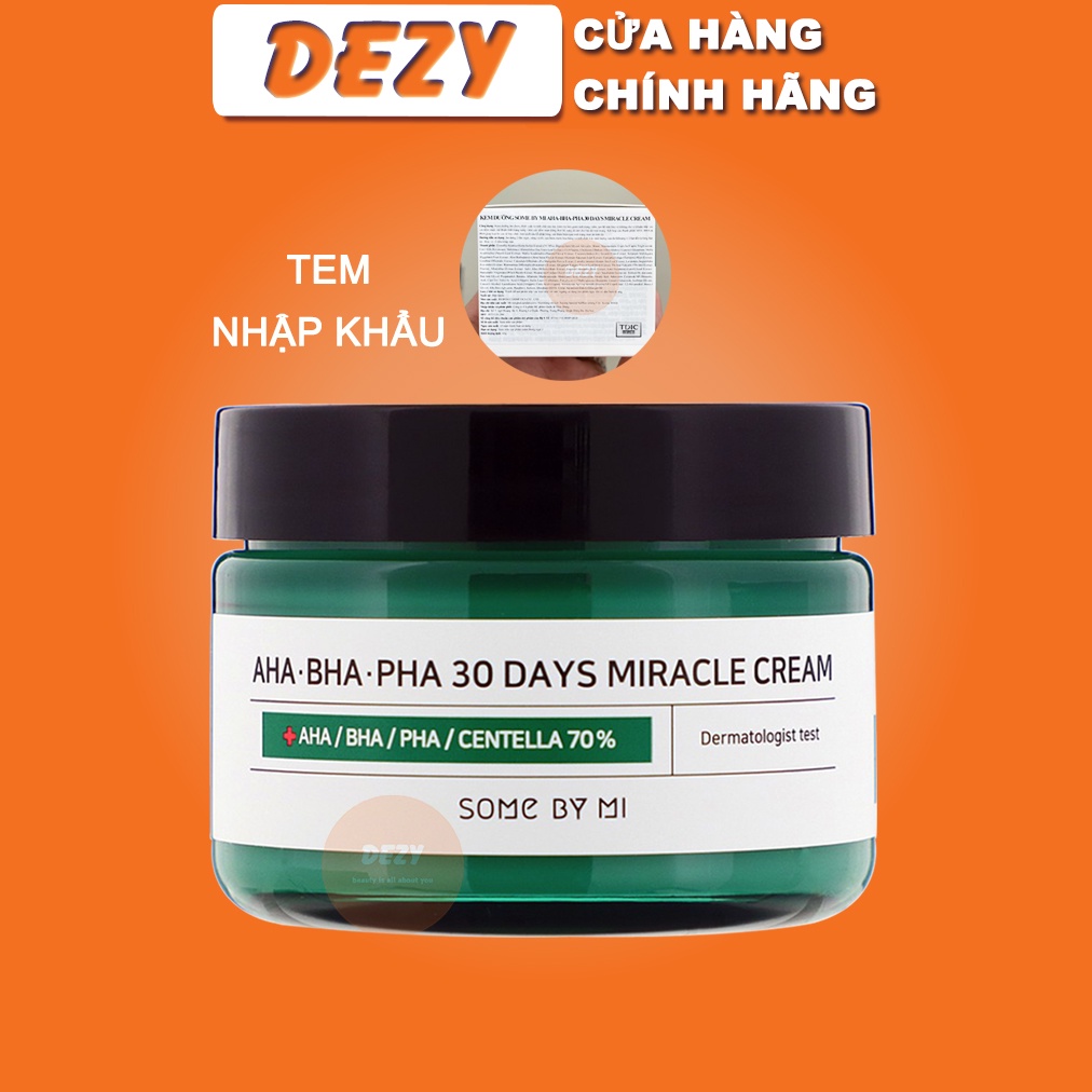 Kem Dưỡng Ẩm Some By Mi AHA BHA PHA Miracle Cream Trắng Da Ngừa Mụn Tối Ưu Olive Dưỡng Ẩm Kháng Khuẩn Ngừa Lão Hóa Dezy