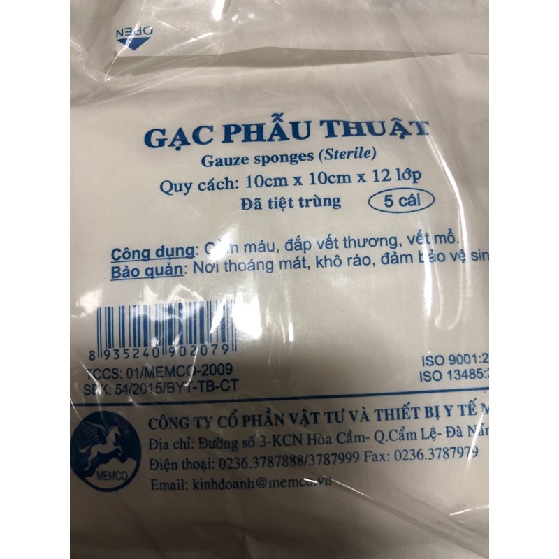 Gạc Phẫu Thuật Đà Nẵng 12 Lớp Gói 5 Miếng