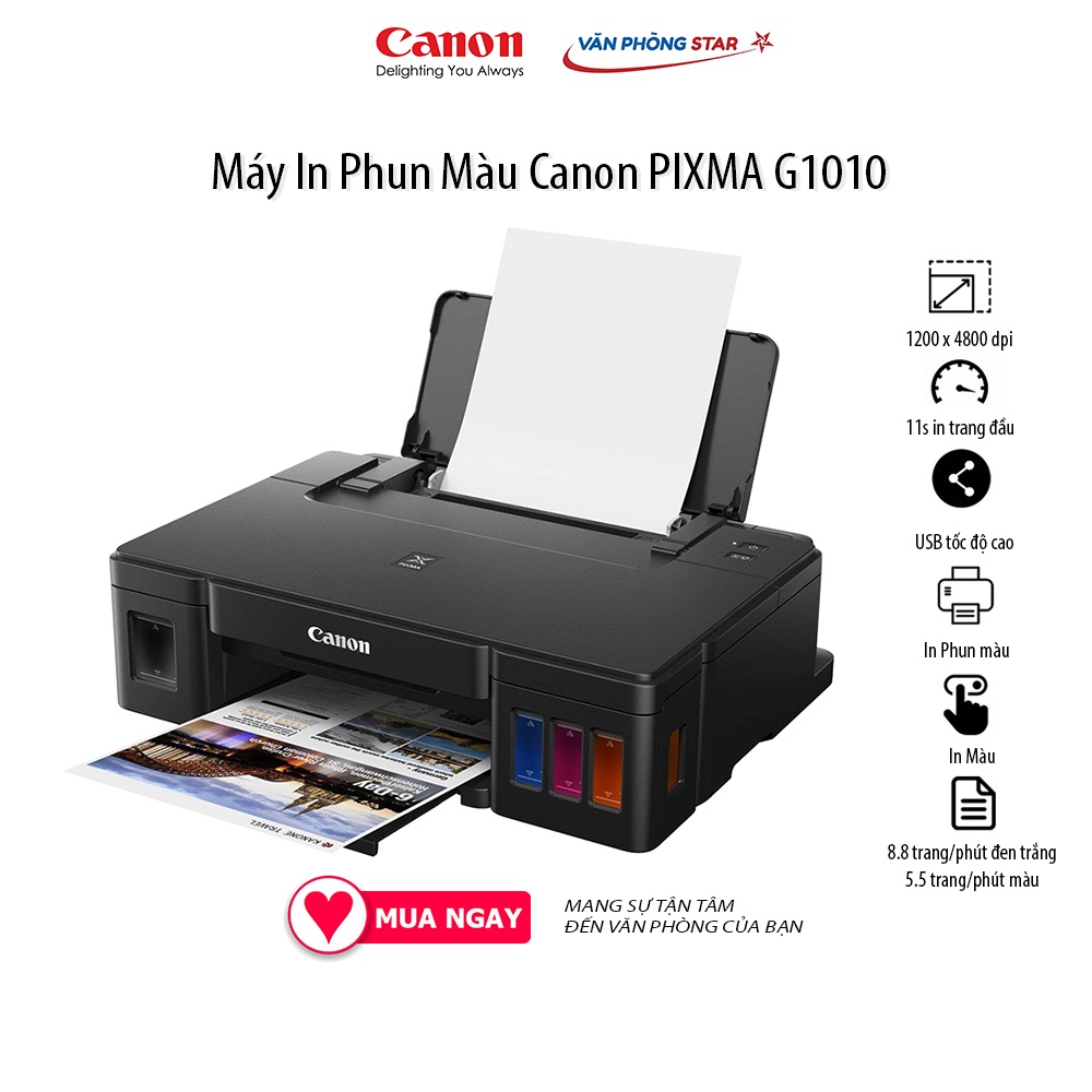 [FREESHIP] Máy In Phun Màu Canon PIXMA G1010 tốc độ 8.8 ảnh/phút (đen trắng), 5 ảnh/phút (màu) tại VANPHONGSTAR