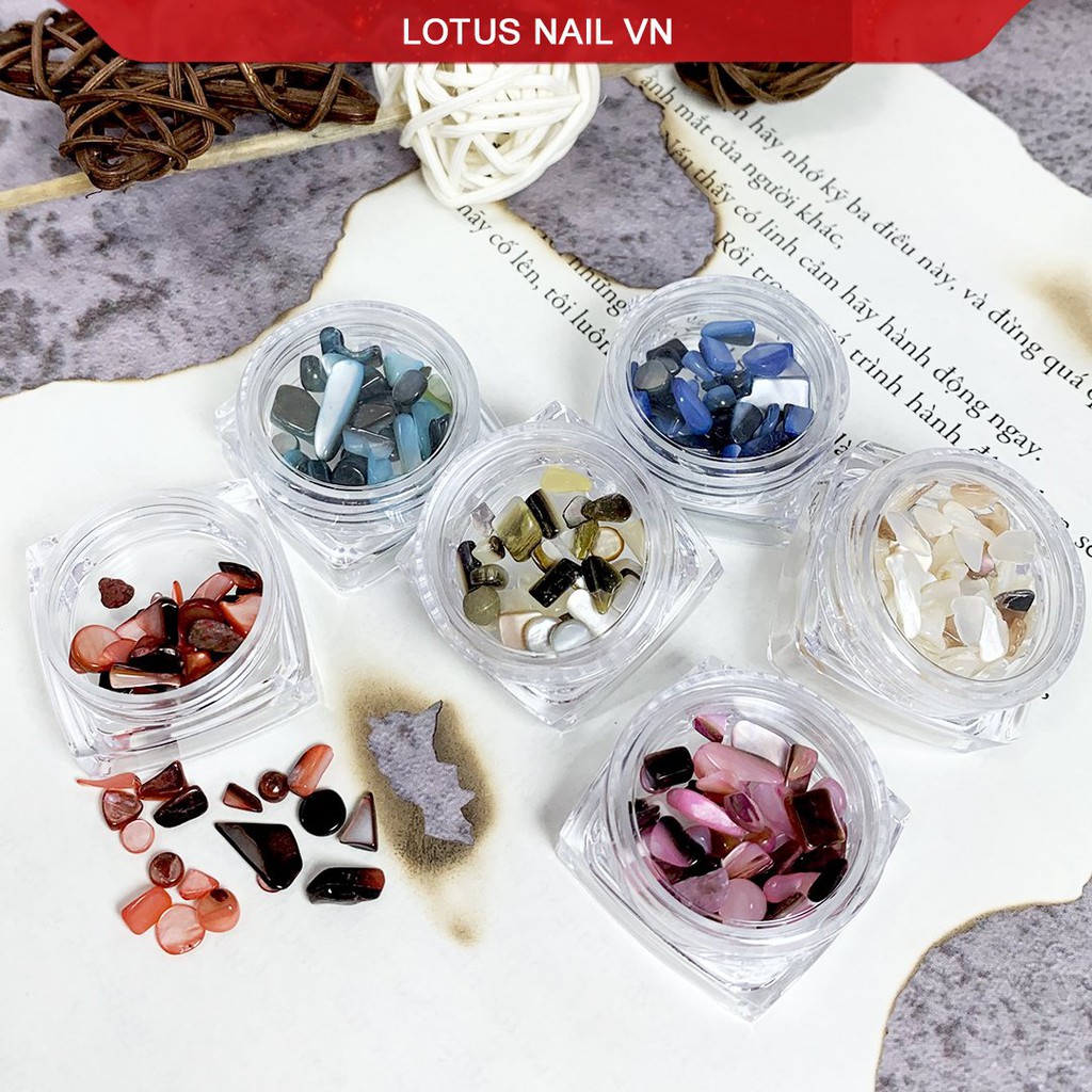 Set sỏi nail, sỏi trang trí móng 12 hũ mix đủ màu