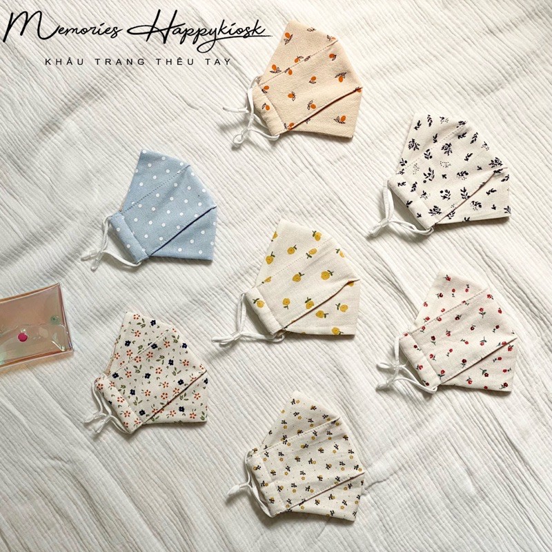 Khẩu trang vải linen hoa nhí lót xô muslin cho bé và người lớn | BigBuy360 - bigbuy360.vn