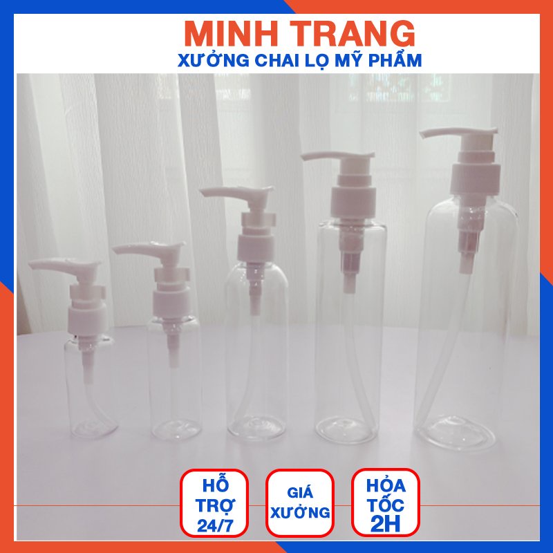 Chai Nhựa Pet Vòi Nhấn 100ML/250ML Chiết Mỹ Phẩm (Dầu Gội, Sửa Tắm, Gel Rửa Tay) - Chai Lọ Mỹ Phẩm