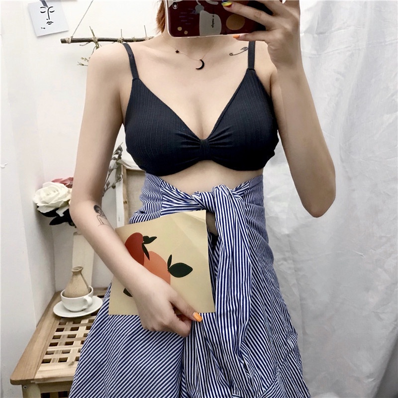 Áo bra nữ thắt nơ thun gân tăm hai dây đi biển sexy AL67 | BigBuy360 - bigbuy360.vn